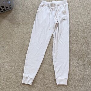 Alo White Ribbed Joggers